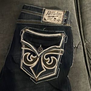 Affliction mens dark blue jeans 34 waist 34 length